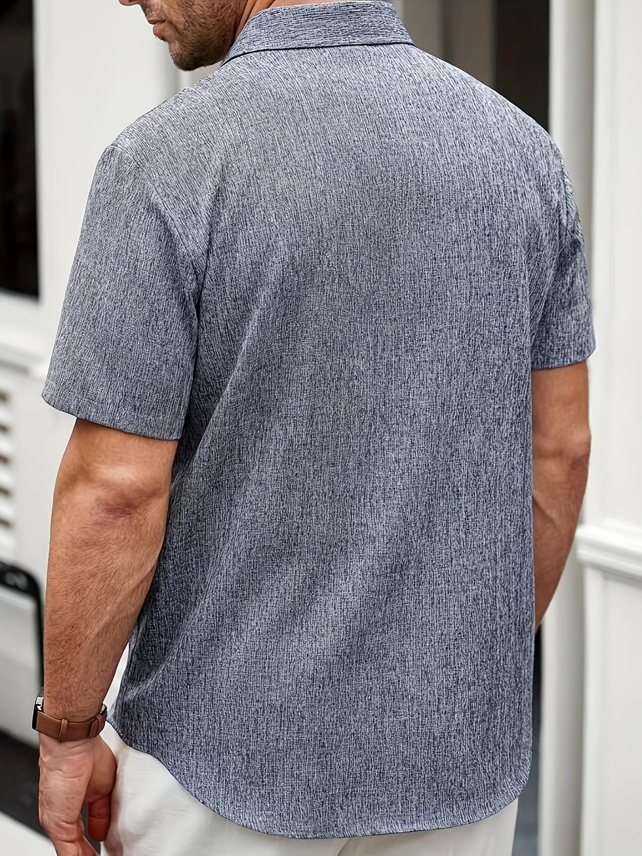 Chemise légère à manches courtes en mélange de lin