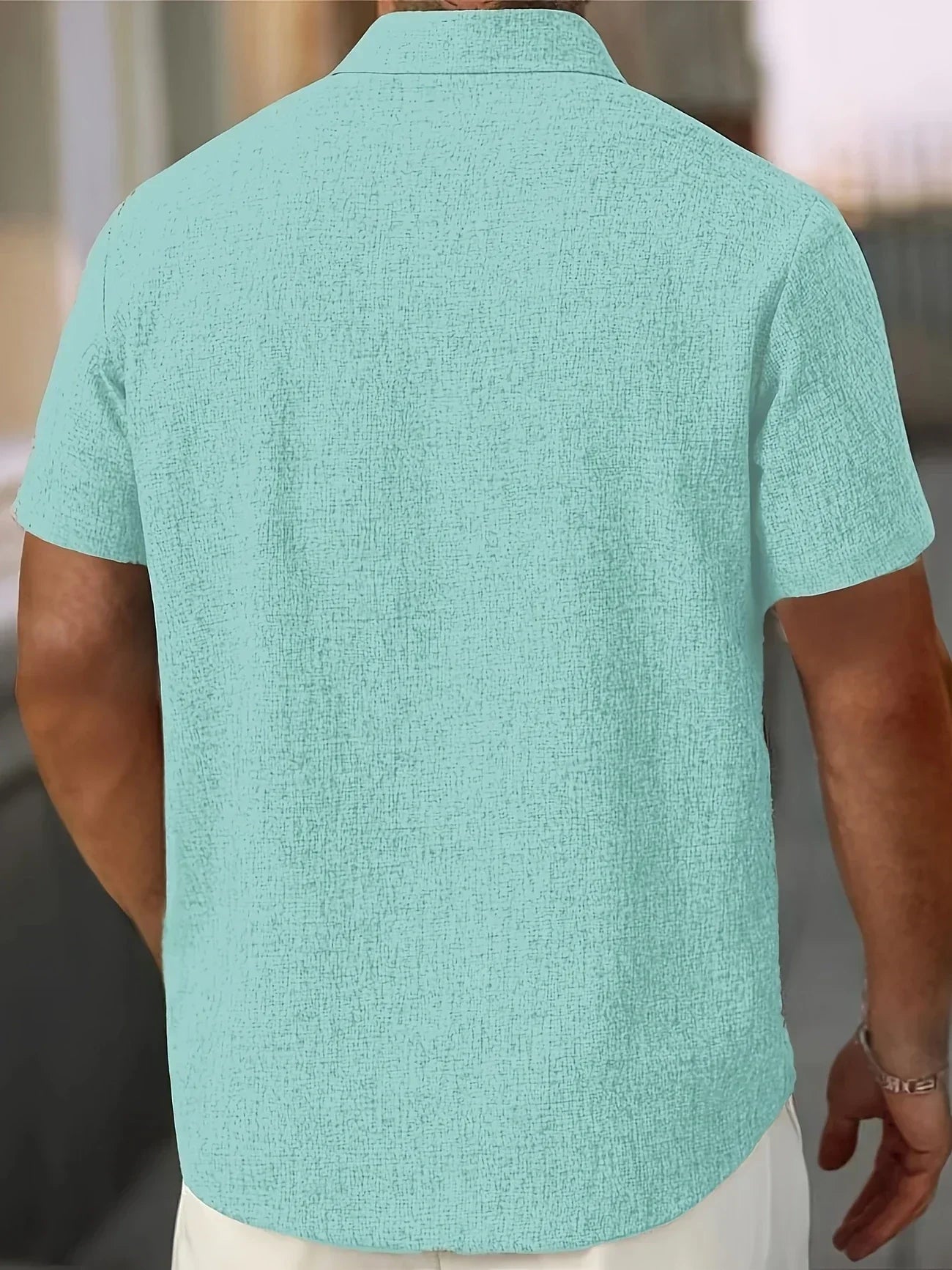 Chemise légère à manches courtes en mélange de lin