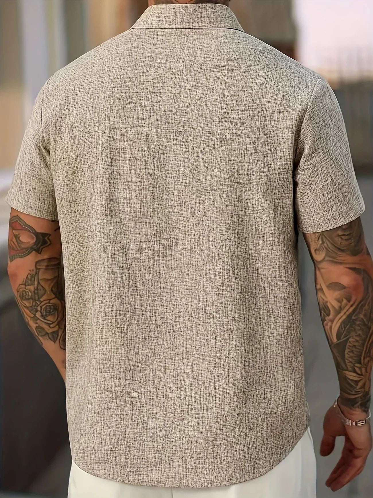 Chemise légère à manches courtes en mélange de lin